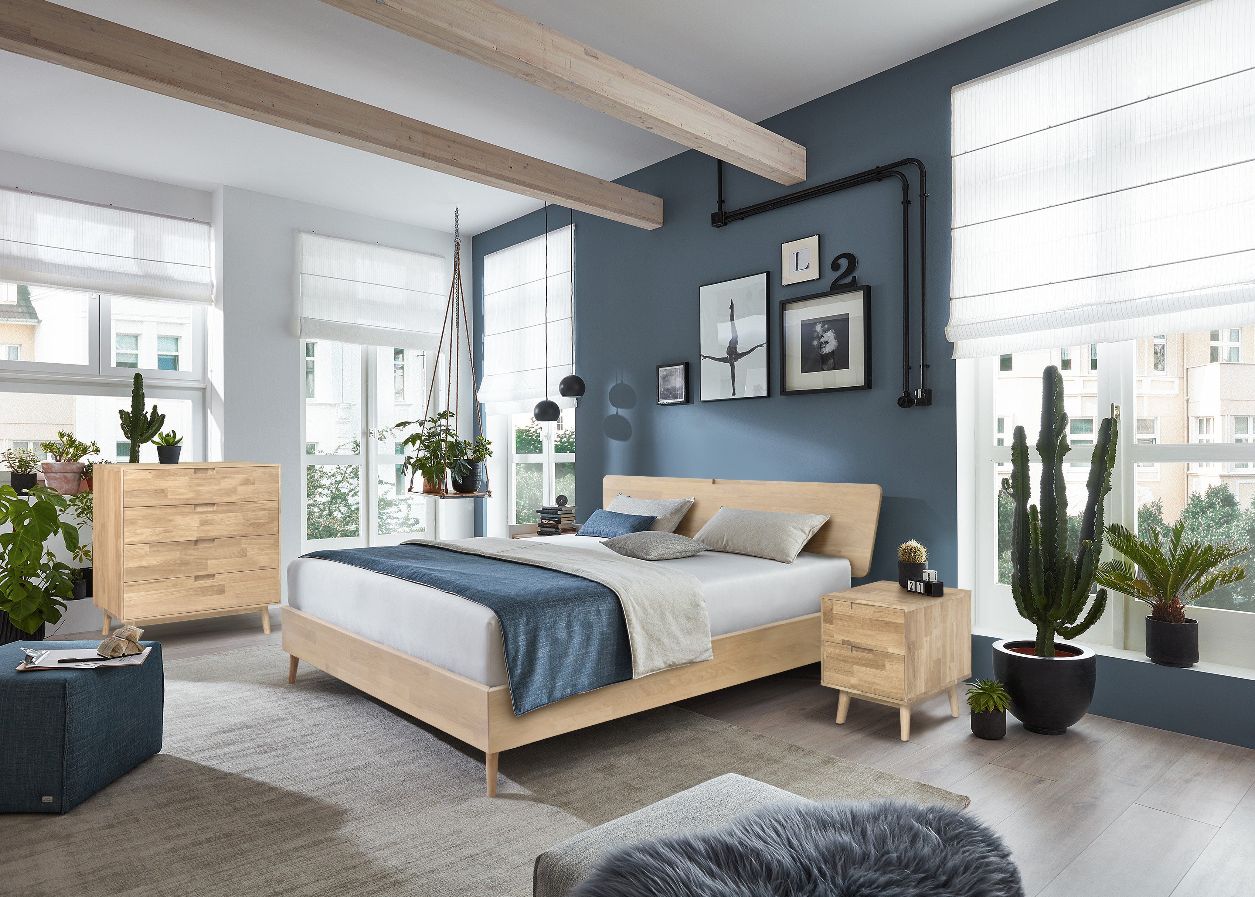 NordicStory Cama madera maciza roble dormitorio nordico